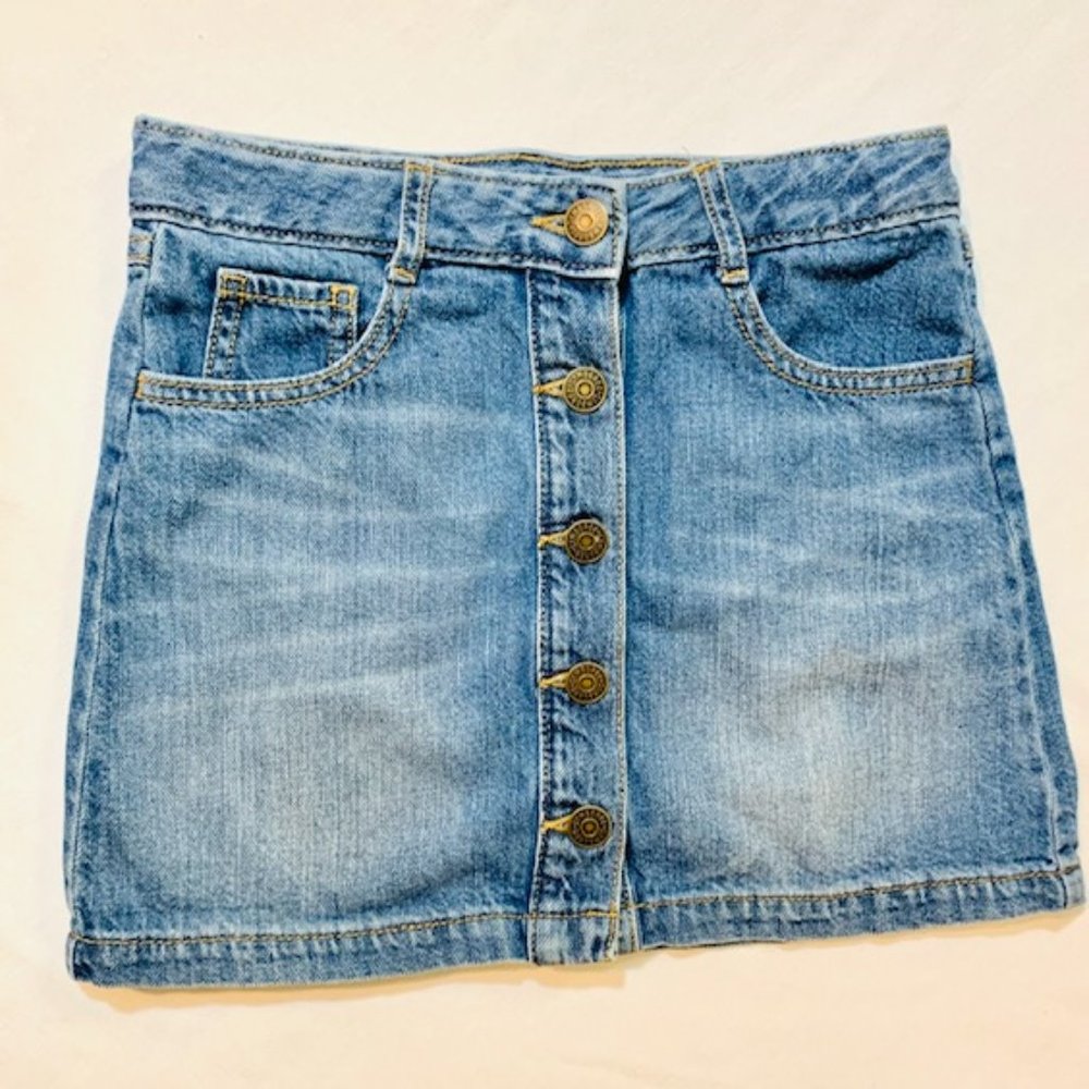 Girls Denim Button Down Skirt
